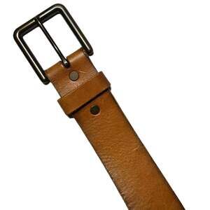Leather Belt Unisex Coastaoro Brown Roberson Square Metal Buckle XL 38-42"